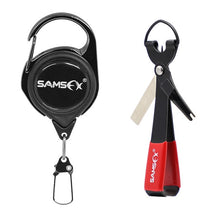 Load image into Gallery viewer, SAMSFX Fishing Quick Knot Tool Fast Tie Nail Knotter Fly Tying Line Cutter Clipper Nipper w/ Zinger Retractor Tackle Accessories